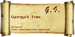 Gyurgyik Irma névjegykártya